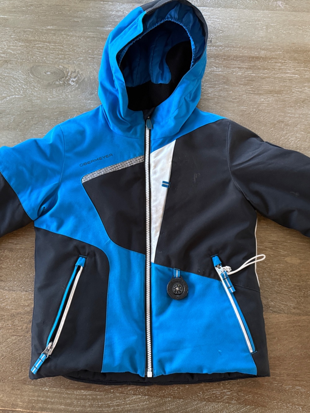 Obermeyer Blue and Black Kids Colorblock Ski/Snowboard Jacket
